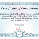 This certificate above verifies that Danil Startcev successfully completed the course Web Design for Web Developers: Build Beautiful Websites! on Jan. 3, 2018 as taught by Jonas Schmedtmann on Udemy. https://www.udemy.com/certificate/UC-69ZIUR4I/   Udemy