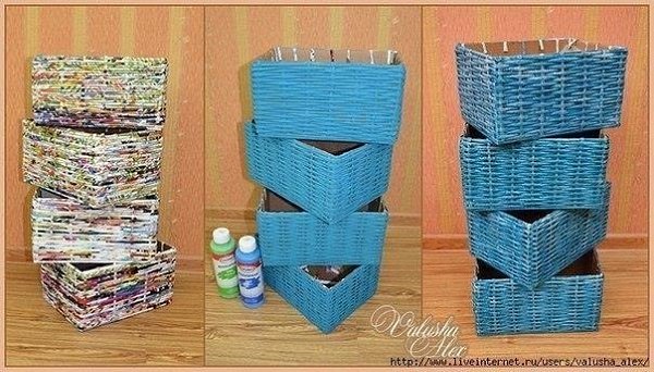 Коробочки-плетенки из газетных трубочек. Мастер-класс. - 9