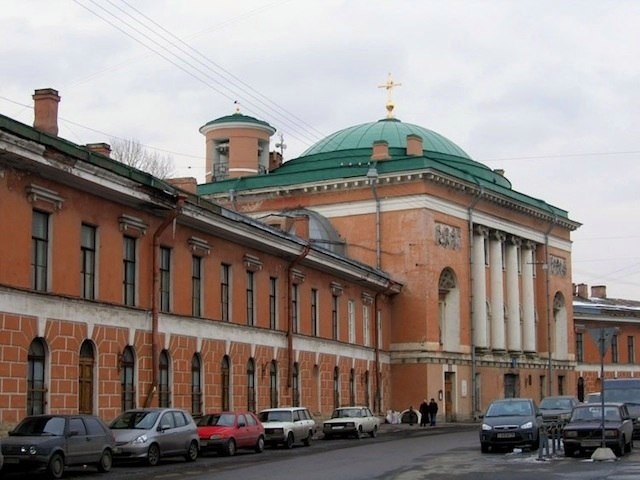 Церковь Спаса Нерукотворного Образа на Конюшенной площади.Первоначально деревянное здание церкви, ...
