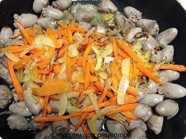 #ужин.-сердечки куриные 1 кг -лук 1 шт. -морковь 1 шт. -зелень 1 пучок -молоко коровье 100 г -масло ... - 3