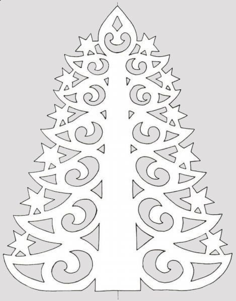 Новогодние вытынанки елки — шаблоны на окна больших размеров - 3