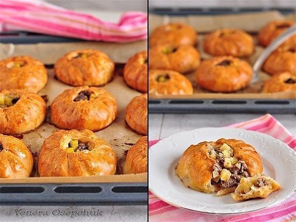 Вак балиш (маленькие пироги с мясом и картошкой) .Вам потребуется: -Мука - 700 гр., -Масло сливочное ...