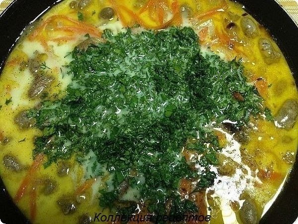 #ужин.-сердечки куриные 1 кг -лук 1 шт. -морковь 1 шт. -зелень 1 пучок -молоко коровье 100 г -масло ... - 5
