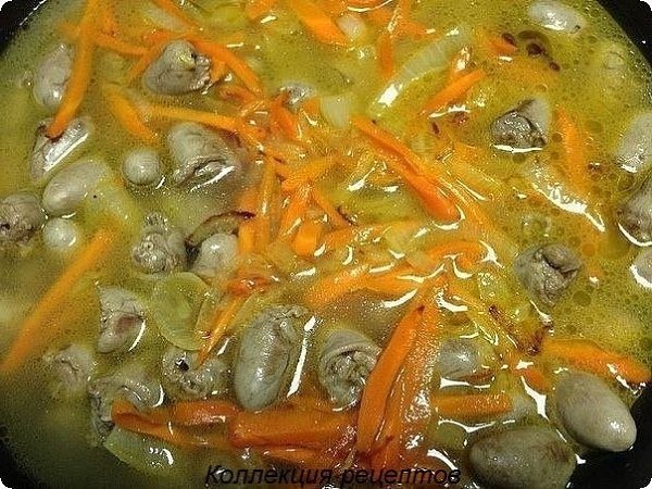 #ужин.-сердечки куриные 1 кг -лук 1 шт. -морковь 1 шт. -зелень 1 пучок -молоко коровье 100 г -масло ... - 4