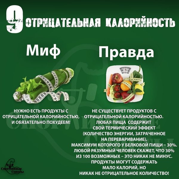 Продукты с отрицательной калорийностью список и таблица