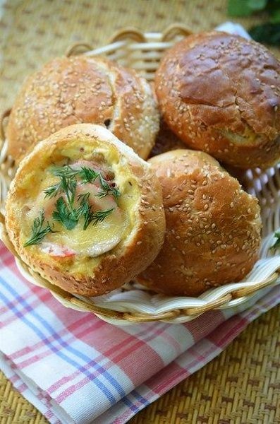 Фаршированные булочки - быстрый завтрак.1 рецепт:Очень вкусно и сытно! Как ...