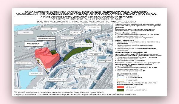 Проект застройки территории в Москве, где будет расположена будущая штаб-квартира «Яндекса», ...