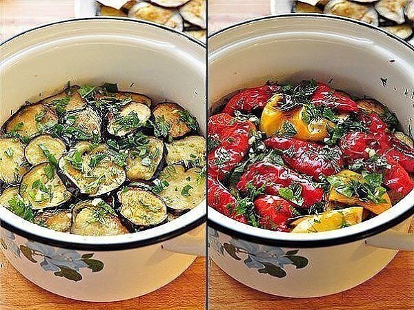 Закуска из маринованных баклажанов и перцев-гриль. Чумовая закуска! Любители баклажан и остренького ...