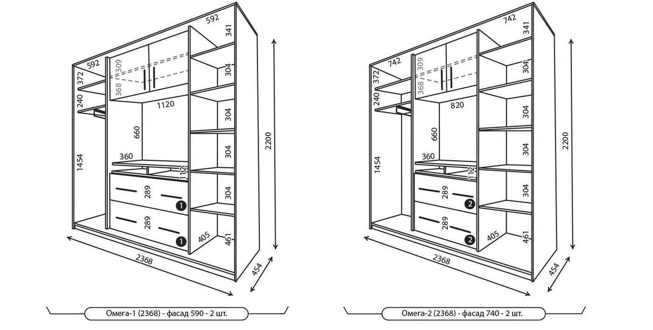 Длина и ширина шкафа