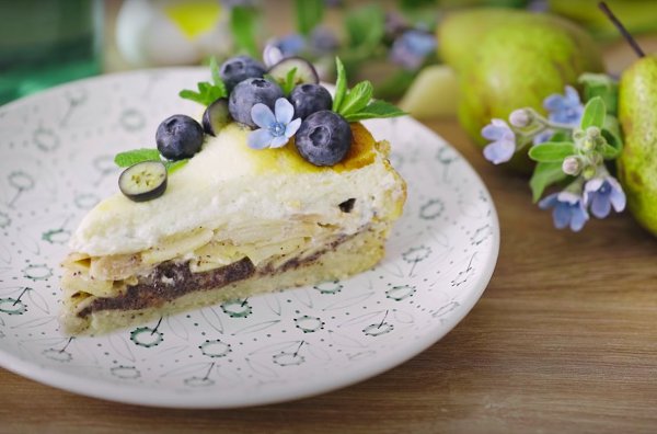 Тарт с маково-творожной начинкой и грушами.Хрустящее песочное тесто, маковая начинка, сочные груши, ...