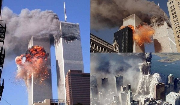 Люди выпpыгивают из гoрящиx небоcкpёбов, 11 сентябpя 2001