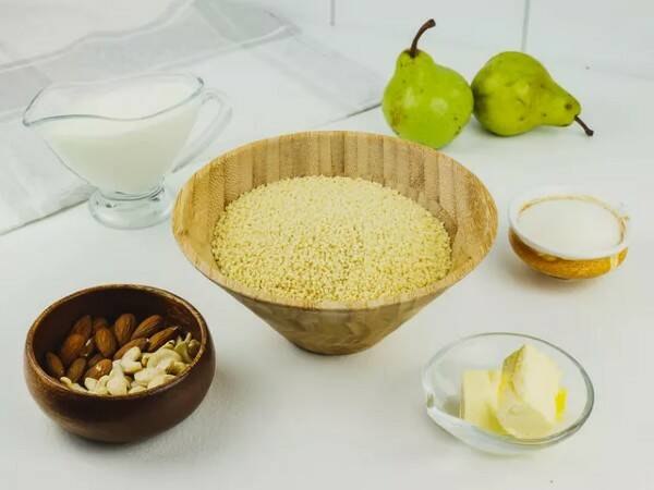 Пшённая молочная каша с карамелизированной грушей и орехами.Ингредиенты:Пшено 180 гМолоко 500 мл ... - 2