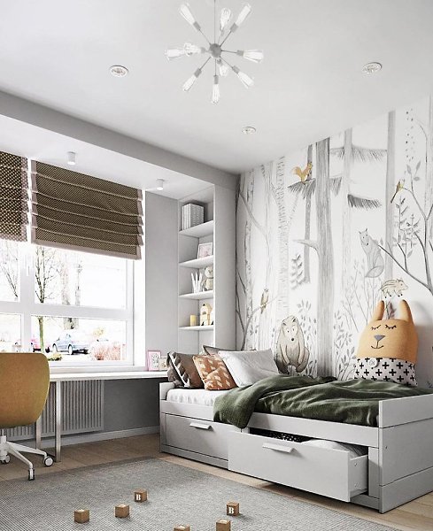 Проект детской комнаты от студии interiors_dd.Особенно красиво смотрится оформление стены - 5