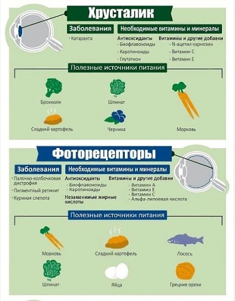 Продукты для хорошего зрения.Ешьте их чаще и глаза будут восстанавливаться быстрее