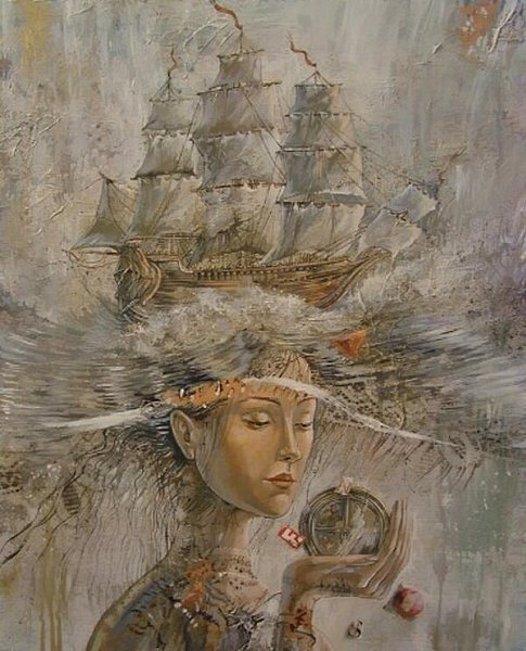 Время в мыслях женщины... Художник - иллюстратор Daniela Zekina. Используя смешанную технику (гуашь, ... - 3