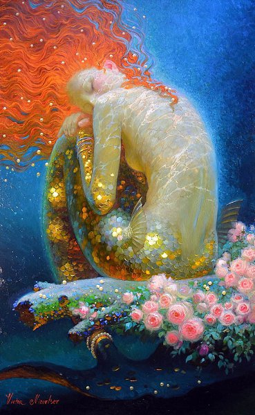 Русалка...Художник Виктор Низовцев (Victor Nizovtsev).Лесное чудо. РусалкаЗасмотрелась я в заводь ... - 4