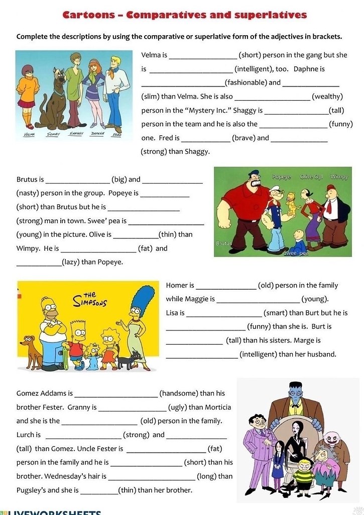 Comparative and superlative adjectives worksheets - 7