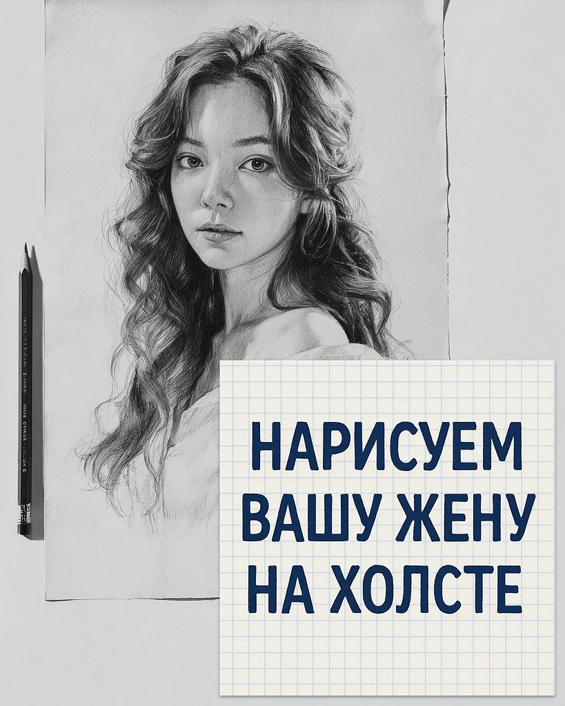 Мужчины, внимание! Готовая идея подарка для жены. Портрет по фото на холсте. От вас нужна только ...