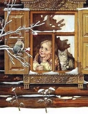 Афанасий Фет.Мама! глянь-ка из окошка —Знать, вчера недаром кошкаУмывала нос:Грязи нет, весь двор ...