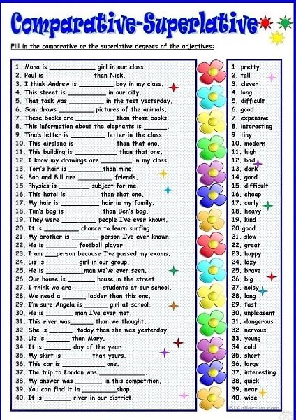 Comparative and superlative adjectives worksheets - 9
