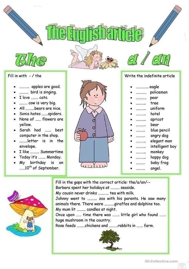 A/an/the articles worksheets - 6