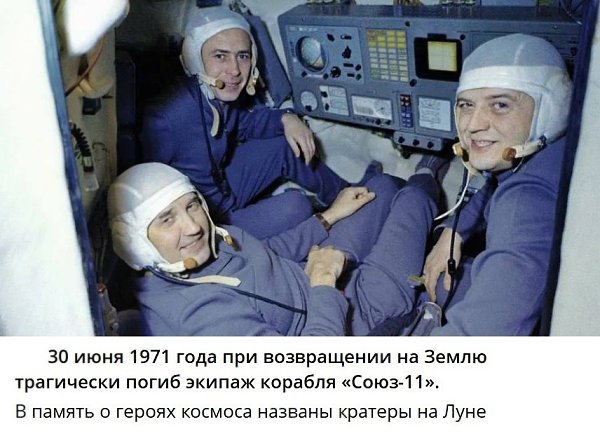 При возвращении из полета в полном составе.погиб экипаж космического корабля «Союз-11»: Георгий ...