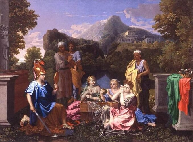 Николя Пуссен "Ахиллес на Скиросе", 1656.На картине изображен древнегреческий воин Ахиллес ...