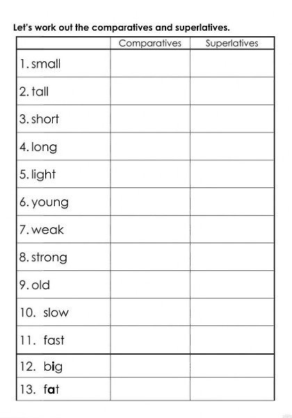 Comparative and superlative adjectives worksheets - 8