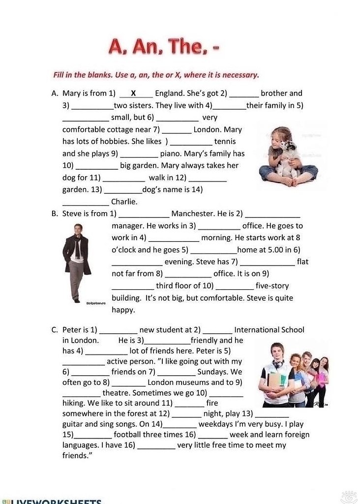A/an/the articles worksheets - 7