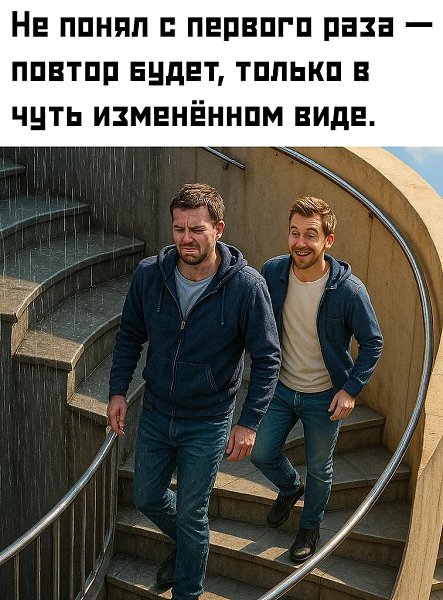 И так до тех пор, пока мозг наконец не щёлкнет и мы не усвоим урок окончательно. Вселенная работает ... - 2